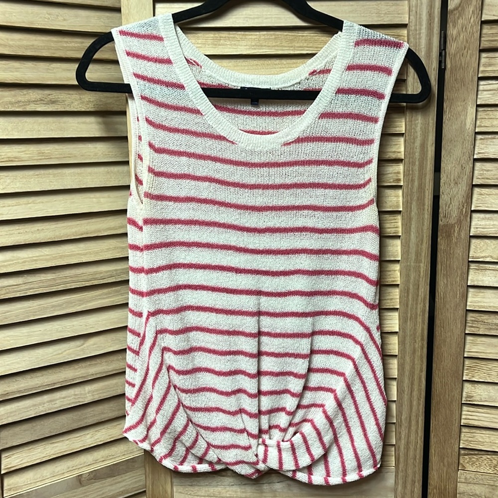 Splendid striped knot front knit tank